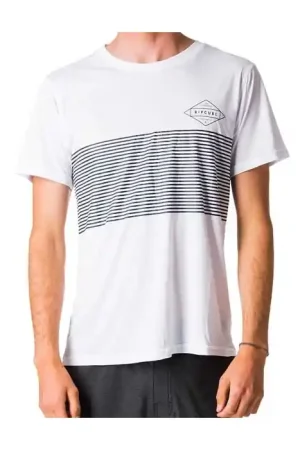 Réduction T-Shirt Homme Rip Curl Surflite - Blanc/ Stripes - 2018