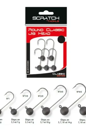 5x ROUND CLASSIC JIG HEAD - 14 g - N° 4/0 Vente Flash