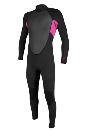 Nouveauté Oneill Reactor 2 fullsuit 3/2 mm enfant noir/rose avec fermeture arrière 122