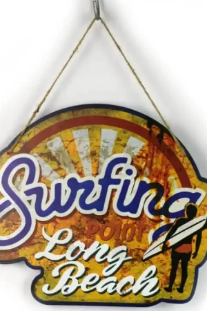 Plaque metal déco Surfpistols Surfing Long beach Meilleur Prix