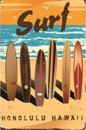Achat Immédiat Plaque metal déco Surfpistols Honolulu