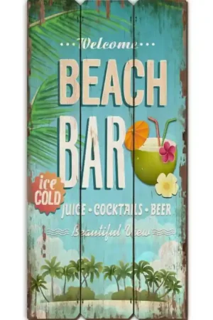 Offre Exclusive Tableau bois déco Surfpistols Beach bar