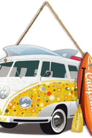 Plaque metal déco Surfpistols Mini bus California Vente Directe