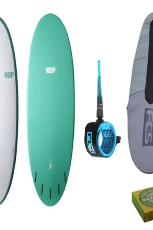 Pack Surf NSP Funboard + Leash + Wax + Housse Livraison Gratuite